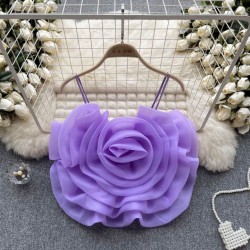Design Sense of Niche Resort Style Organza Three-dimensional Flower Camisole Women's Summer New Style Chic Versatile Jacket