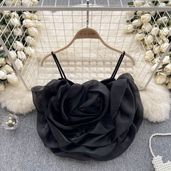 Design Sense of Niche Resort Style Organza Three-dimensional Flower Camisole Women's Summer New Style Chic Versatile Jacket