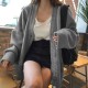 Korean retro loose oversize V-neck retro sweater fashion knitted cardigan jacket for women Korean retro loose oversize V-neck retro sweater fashion knitted cardigan jacket for women