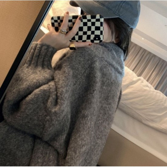 Korean version of the new lazy all-match loose solid color sleeve knitted sweater cardigan jacket Korean version of the new lazy all-match loose solid color sleeve knitted sweater cardigan jacket