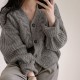 Korean fashion pink cardigan sweater loose long-sleeved knitted jacket top for women Korean fashion pink cardigan sweater loose long-sleeved knitted jacket top for women