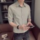 Huilishi 3/4 sleeve shirt men's short-sleeved summer 2023 new trendy brand hair stylist men's clothing trend casual white shirt men Huilishi 3/4 sleeve shirt men's short-sleeved summer 2023 new trendy brand hair stylist men's clothing trend casual white shirt men