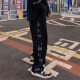 Men's High Street Hip Hop Bandana Patchwork Sweatpants Side Button Sportswear Korean Casual Hiphop Trousers for Boys Harajuku Men's High Street Hip Hop Bandana Patchwork Sweatpants Side Button Sportswear Korean Casual Hiphop Trousers for Boys Harajuku