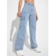Jeans New Style High Waisted Flap Pocket Cargo Jeans Jeans New Style High Waisted Flap Pocket Cargo Jeans