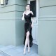 Womens Front short back long bright film long dress dress prom party etiquette celebration evening dress Ruched Ruffle Formal Evening Dress Slim Maxi Dresses Womens Front short back long bright film long dress dress prom party etiquette celebration evening dress Ruched Ruffle Formal Evening Dress Slim Maxi Dresses