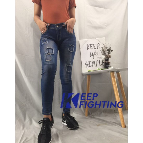 KF/ Woman Jeans patch Design MidWaist Pants Skinny Jeans Stretchable Denim KF/ Woman Jeans patch Design MidWaist Pants Skinny Jeans Stretchable Denim